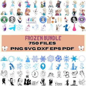 Frozen Svg Png Bundle, Elsa Anna Olaf Clipart Set for Cricut, Princess Frozen Characters, Cute Snow Magic Cliparts, Instant Digital Download
