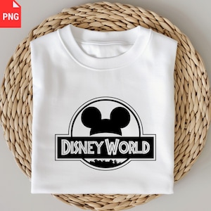 May include: White sweatshirt featuring a black graphic of Mickey Mouse ears inside a circle, with the words "DISNEY WORLD" in a rectangular frame below. The design is centered on the front of the folded garment.