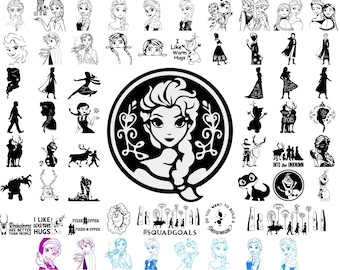 225+ Frozen Svg and Png Mega Bundle, Elsa Anna Olaf Layered Clipart Set for Cricut & Silhouette, Winter Princess Cut Files Download