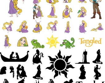 Rapunzel-Svg-Bundle, verschlungene Prinzessin Clipart, Rapunzel-Png-Dateien für Cricut und Silhouette, digitaler Download