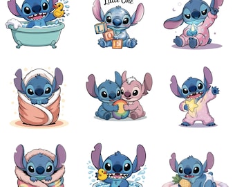 Conjunto de imágenes PNG de puntadas de bebé, momentos de baño y abrazos, imágenes prediseñadas de guardería, paquete de sublimación para baby shower, descarga instantánea