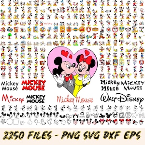2250 Files Mickey and Minnie Svg Bundle – Mouse  Png Cliparts, Dxf Cut Files, Eps Designs for Cricut & Silhouette Projects