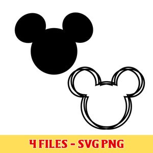 Classic Mouse Head Svg Bundle, Minimalist Mickey Ears Outline Design, Simple Cut Files for Cricut & Sublimation Projects, Png Included