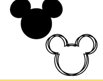Paquete SVG de cabeza de ratón clásica, diseño minimalista de orejas de Mickey, archivos de corte sencillos para proyectos de Cricut y sublimación, PNG incluido