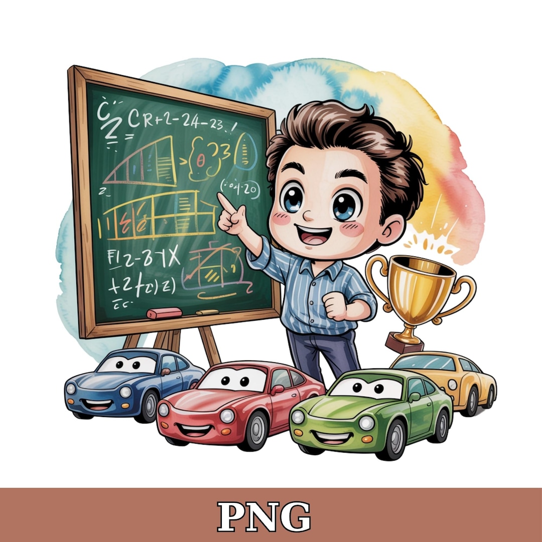 Cars Inspired Teacher Boy Png, Math Board Trophy Clipart, Cute ...