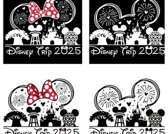2025 Family Trip Svg, Fireworks Castle Mouse Ears Png, Magical Vacation Shirt Design, Minnie Bow Clipart for Cricut, Digital Download
