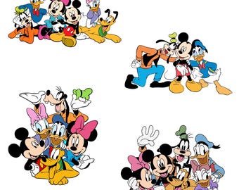 Classic Friends Svg Bundle, Cute Mickey Minnie Group Clipart, Goofy Pluto Donald Vector, Cartoon Family Png Files, Dxf Digital Download