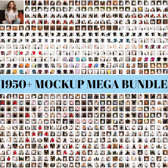 1950+ T-Shirt Mockup Mega Bundle, Flatlay & Lifestyle Shirt Mockups for Canva and Photoshop, Bella Canvas Tee Display, Instant Download