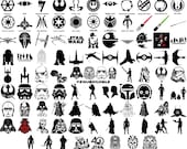 Star Wars Silhouette SVG Bundle | 150 Logo & Character Cut Files | Darth Vader Yoda PNG DXF for Cricut Silhouette Users