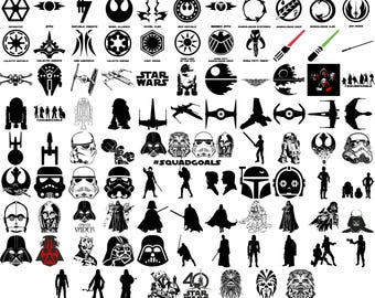 Star Wars Silhouette SVG-Bundle | 150 Logo & Charakter Schnittdateien | Darth Vader Yoda PNG DXF für Cricut Silhouette Benutzer