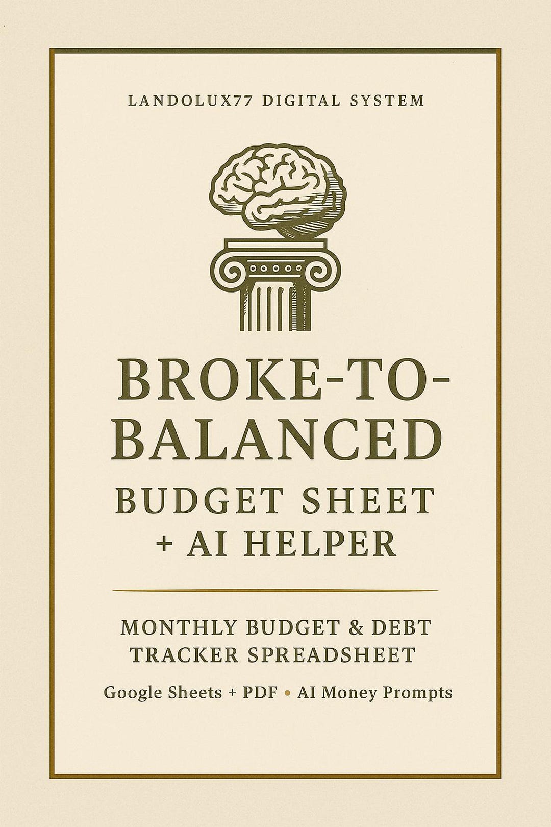 Broke-to-balanced Budget Sheet + AI Helper | Monthly Budget & Debt ...