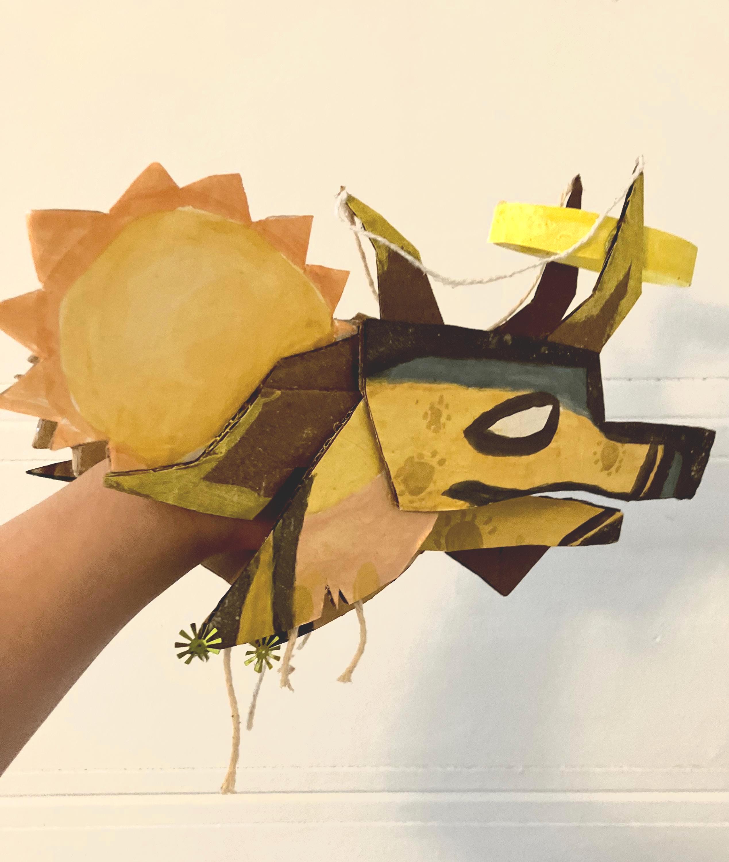 Handmade cardboard Dragon Puppets made to order. :3