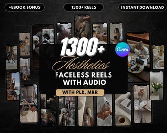 Bundel met 1300+ gezichtsloze rollen: esthetische lifestylevideo's voor marketing | PLR/MRR | Canva-ready content