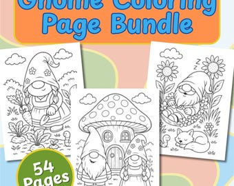 Gnome Coloring Page Bundle Printable Digital Download