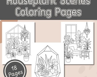 Houseplant Scenes Coloring Pages Printable Digital Download