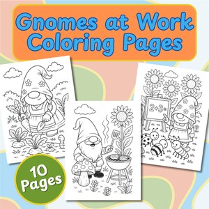 Gnomes at Work Coloring Pages Printable Digital Download
