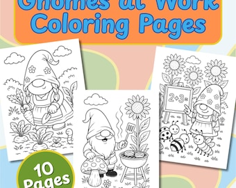 Gnomes at Work Coloring Pages Printable Digital Download