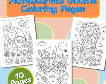 Adventurous Gnomes Color Pages Printable Digital Download