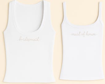 Perlen Brautjungfer Tank Top | Trauzeugin, Matrone & Blumenmädchen | Brautparty-Shirts | Junggesellinnenoutfit
