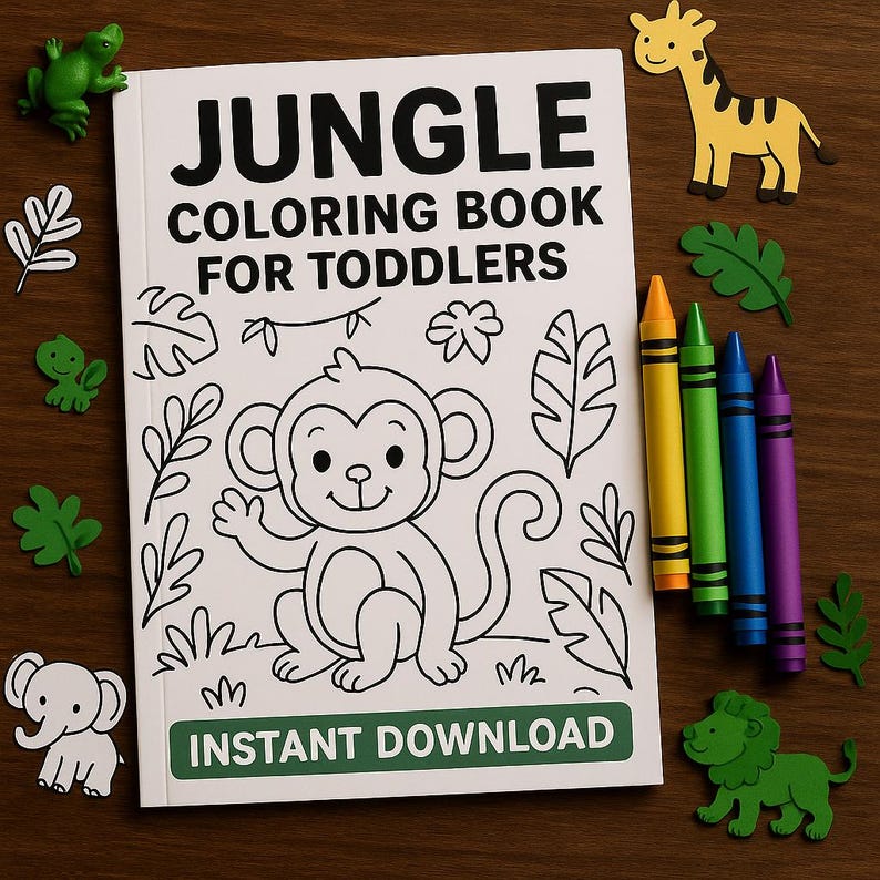 Libro para colorear de animales de la selva para niños pequeños ...