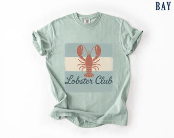 Chemise côtière Lobster Club, chemise marché aux poissons, t-shirt marin d'été, tenue balnéaire BCBG, chemise homard vêtements côtiers couleurs confortables
