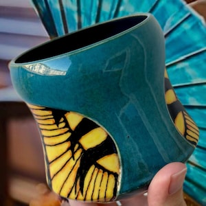 The Smallest Things - PREORDER - Frankenstein inspired handmade ceramic cup, gothic hand painted pottery