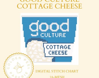 Good Culture Cottage Cheese Needlepoint Chart: DIY Canvas Pattern (Digital Download, 18 Mesh)