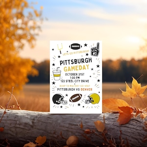 Pittsburgh Gameday Party Invitation | Editable Canva Template | Tailgate or Football Party | Change Team Names | Printable Sports Invite