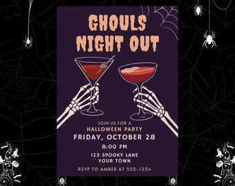 Ghouls Night Out Invitation | Girls Halloween Party Invite | Editable Template | Printable Spooky Girls Night PDF | 5x7 Digital Download