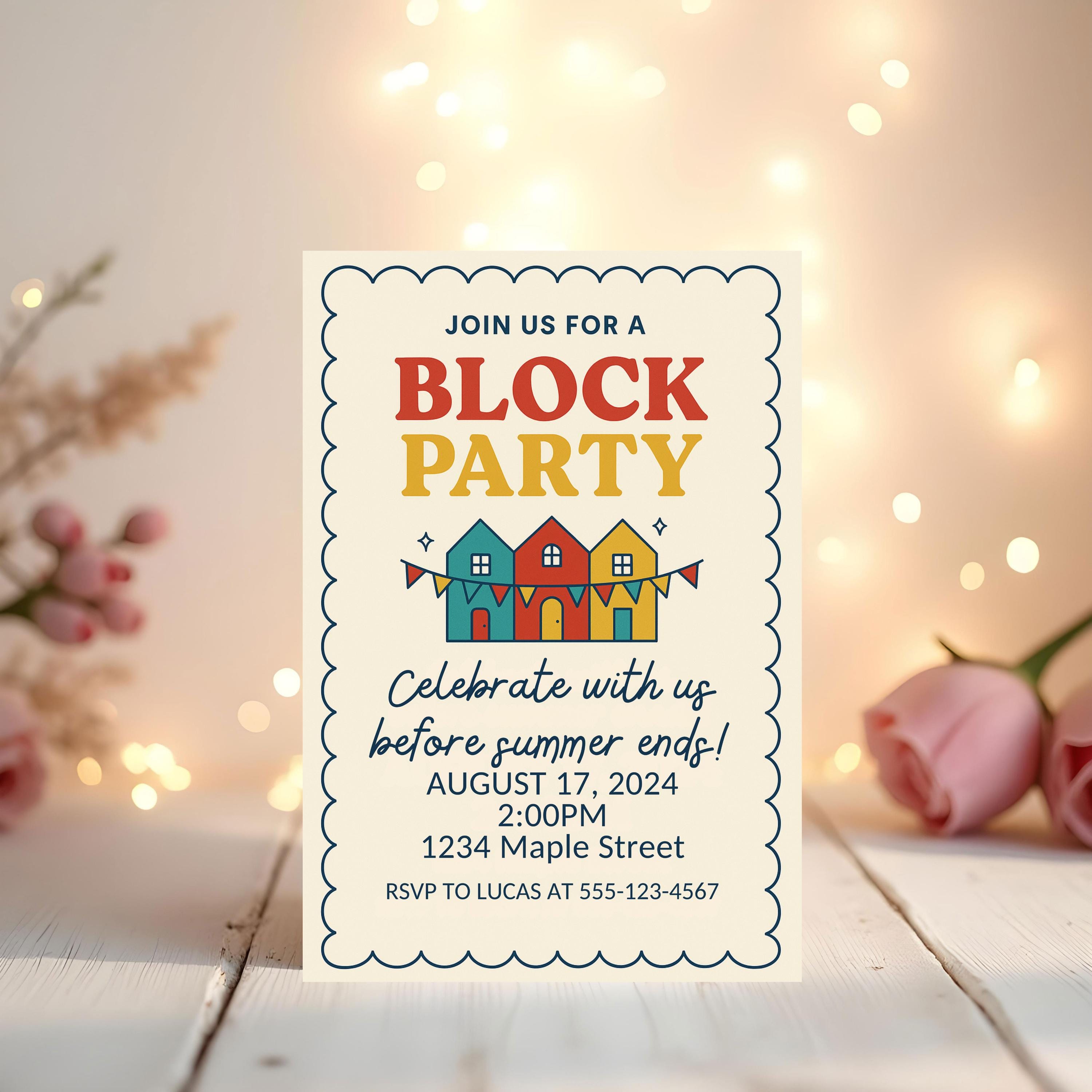 Block Party Invitation Editable Template, Neighborhood BBQ Invite Canva ...