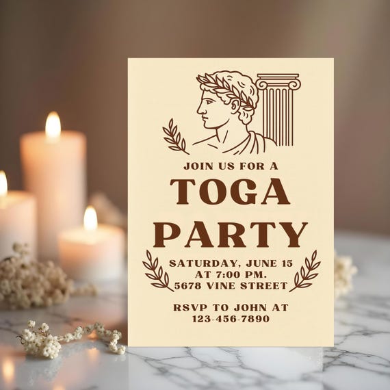 Toga Invitations Printable Toga Party Invitation Ancient Rome Party
