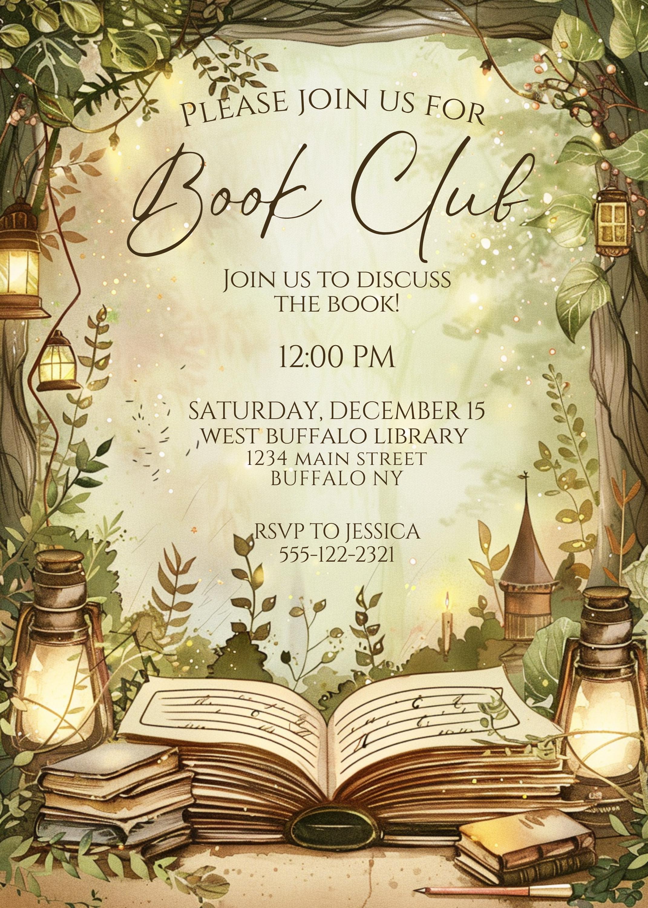 Reading Event Invite Enchanted Storybook Book Club Invitation | Magical Forest Reading Party ...