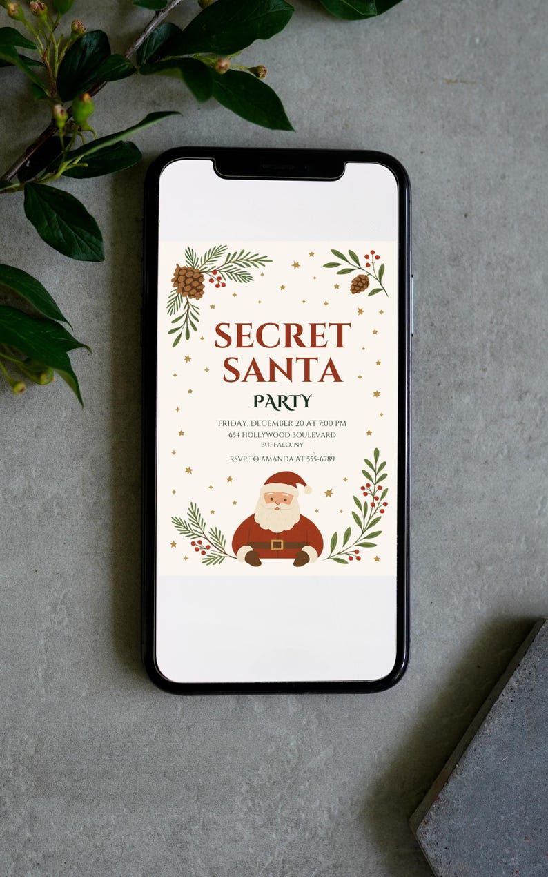 Elegant Secret Santa Party Invitation Template Holiday Christmas Elegant Secret Santa Party Invitation Template Holiday Christmas
