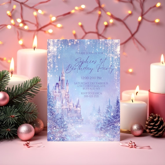 Winter Wonderland Birthday Invitation | Winter Princess Birthday | Snow Castle Party Invite | Holiday Party Invite