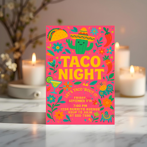 Taco Night Invitation | Editable 5x7 Canva Template | Fiesta Party Printable | Margarita & Taco Themed Invite | Digital Download