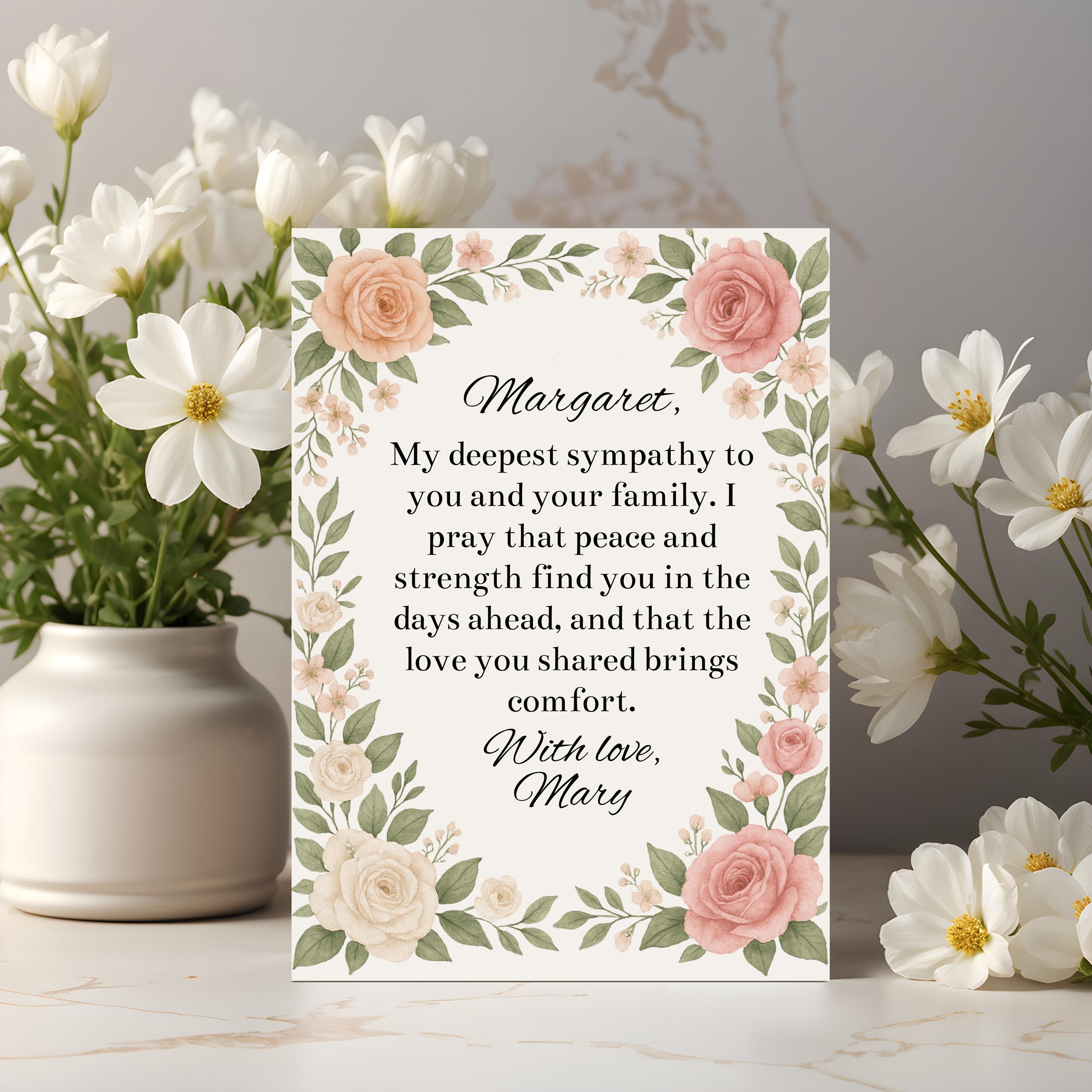 Sympathy Card | Editable Canva Template | Digital or Printable 5x7 Card ...