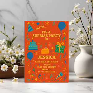 Surprise Birthday Party Invitation | Editable Canva Template | Printable 5x7 Digital Download | Fun Surprise Birthday | Instant Download