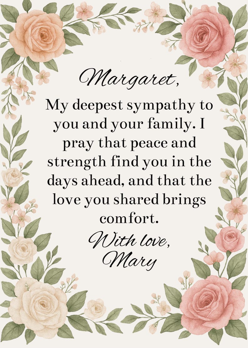 Sympathy Card | Editable Canva Template | Digital or Printable 5x7 Card ...