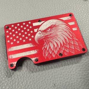 Eagle and American Flag - Custom RFID Aluminum Wallet Design File for Laser Engraving Vector .Svg, .AI, .DXF