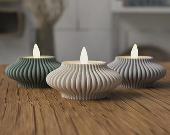 Led Tealight Candle Holder - Modern Candle Holder - Table Decor - Minimalist Home Decor - Flameless Tealight - 3D Printed Tealight Holder