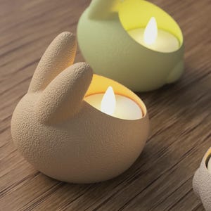 Bunny Tealight Holder - 3D Printed Candle Holder - Rabbit Candle Holder - Minimalist Easter Decor - Modern Bunny Ornament-Bunny  Easter Gift