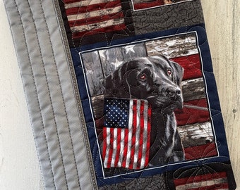 Patriotic lab machine quilted composition notebook cover - made to order