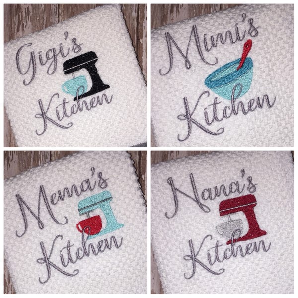 Mimi's, Mema's, Gigi's, or Nana's kitchen hand towel - kitchen linens - house warming gift - kitchen gift - made to order