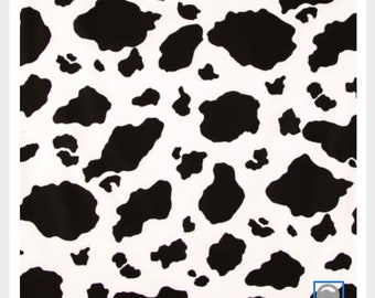 Black and white cow print cotton fabric, fat quarter, quilting fabric cut to order