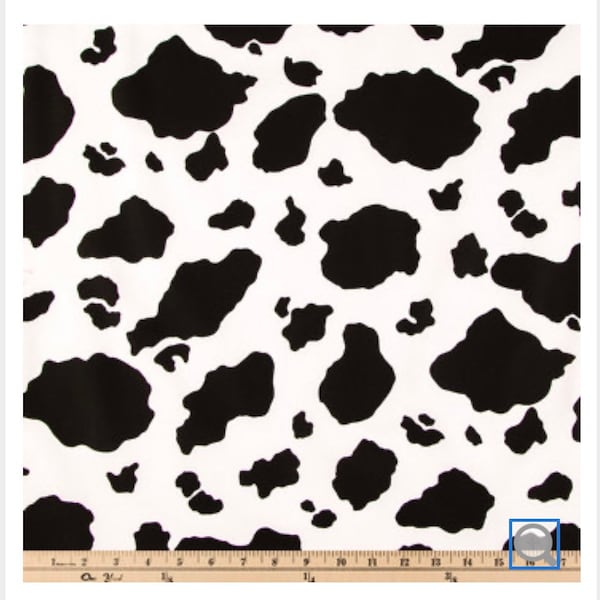 Black and white cow print cotton fabric, fat quarter, quilting fabric cut to order