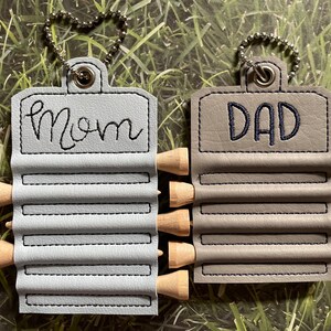 Dad or Mom golf tee holder, vinyl tag or keyfob made to order image 2