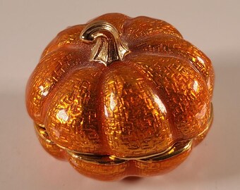 Vintage Edgar Berebi Pumpkin Trinket Box • Limited Edition Enamel Decor