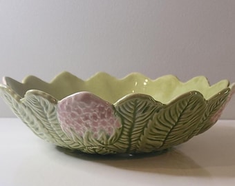 Majolica Style Strawberry Leaf Ceramic Colander Bowl – Vintage Berry Strainer