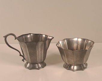 Vintage Reed & Barton Concord Pewter Creamer and Sugar Bowl Set