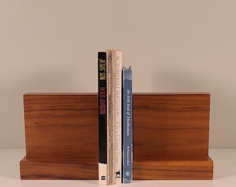 Vintage Mid Century Modern Wooden Bookends & Photo Holders – Solid Wood Pair (4.25" × 4.5")